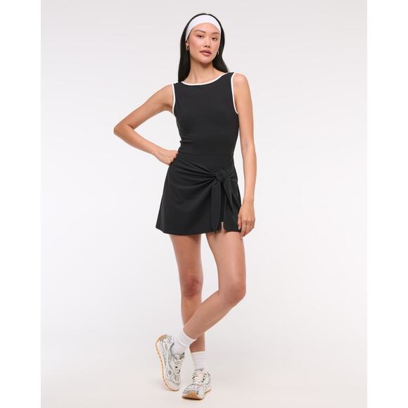 ABERCROMBIE & FITCH YPB TIE GAME DRESS BLACK - Picture 2 of 8